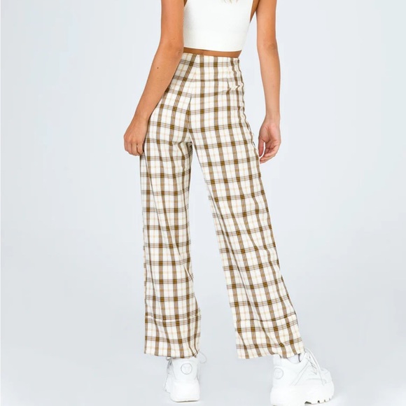 Size 0 yellow checkered wide leg princess polly pants. - Picture 4 of 8